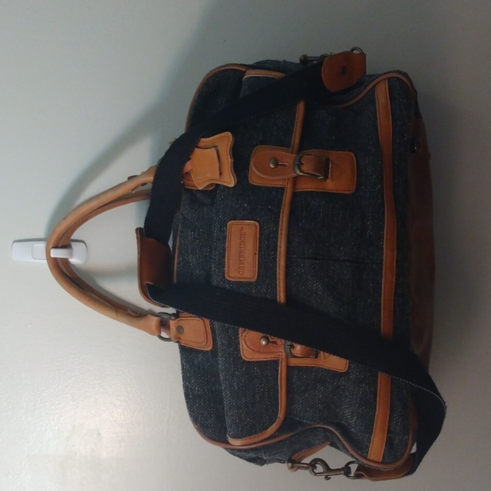 Vintage Gray Tweed/Leather Cambridge Travel/Weekender Bag
